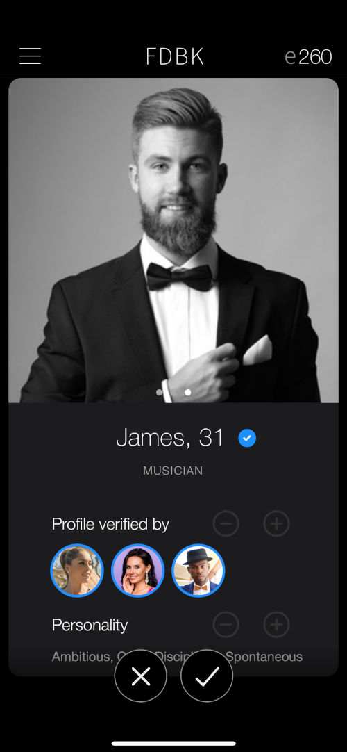Screenshot of FDBK Dating App in Action
